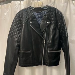 Gap womens leather bomber jacket size XL